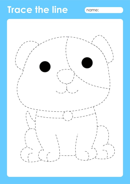 Premium Vector | The dog - tracing lines preschool worksheet for kids