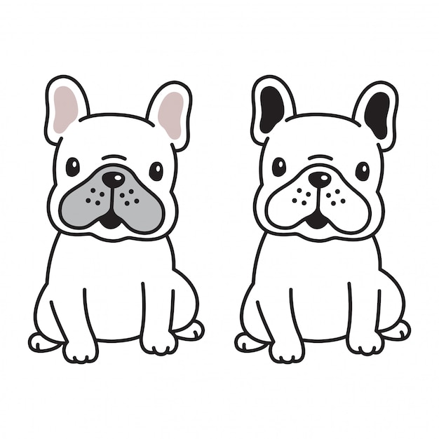 犬ベクトルフレンチブルドッグアイコンロゴ子犬キャラクター漫画 プレミアムベクター