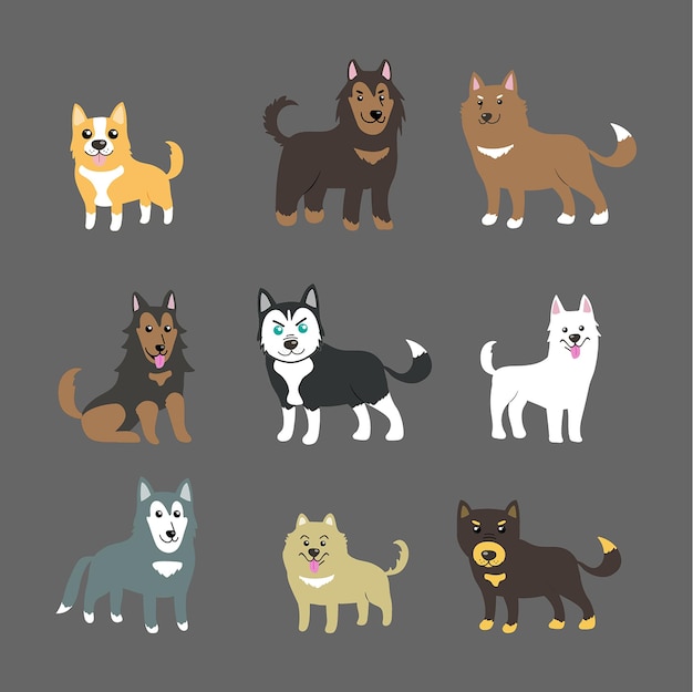 Premium Vector | Dogs Cute Vector Set Pets