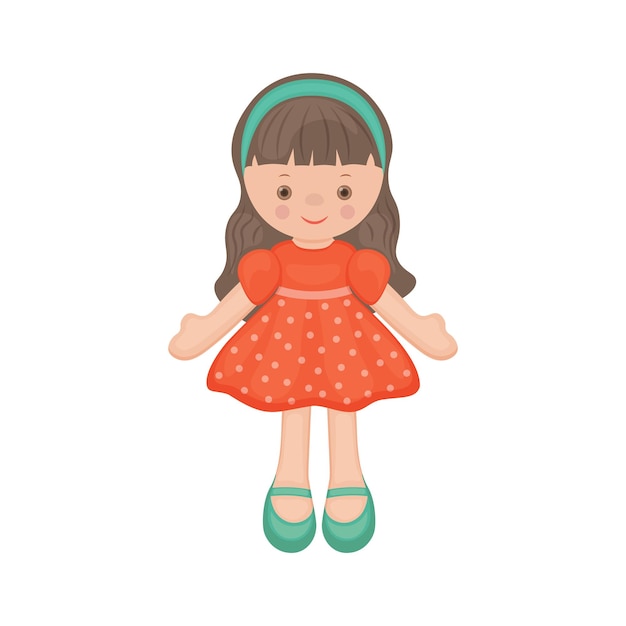 Premium Vector | Doll cute children s toy a doll in a beautiful dress ...