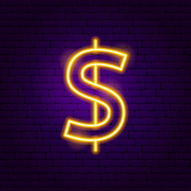 Premium Vector | Dollar neon sign. vector illustration of money promotion.