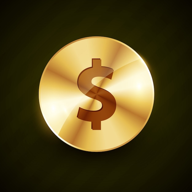 Premium Vector | Dollar symbol engraved on golden coin illustration