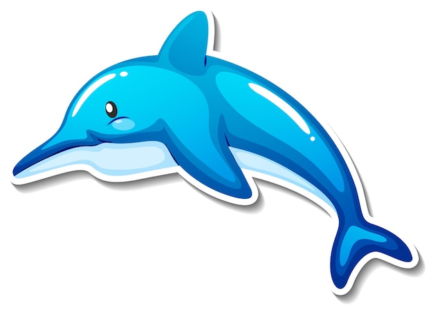 Dolphin sea animal cartoon sticker Free Vector
