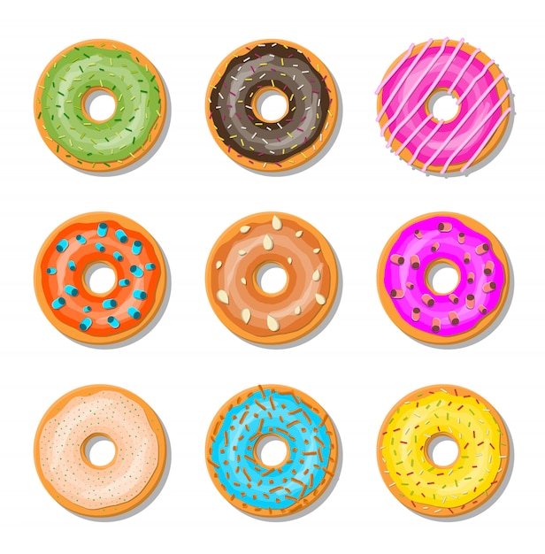 Premium Vector | Donut cake set isolated