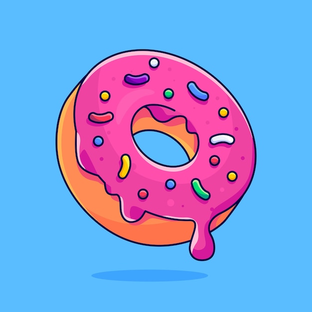 Download Premium Vector Donut Pink Icing Icon Fast Food Collection Food Icon Illustration