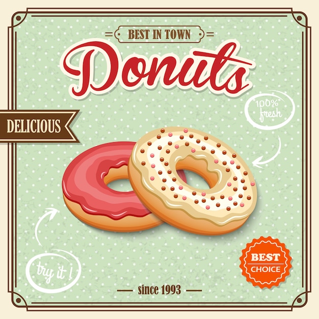 Premium Vector | Donut retro poster