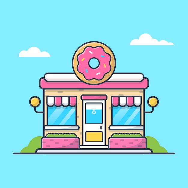 Premium Vector | Donut shop icon illustration