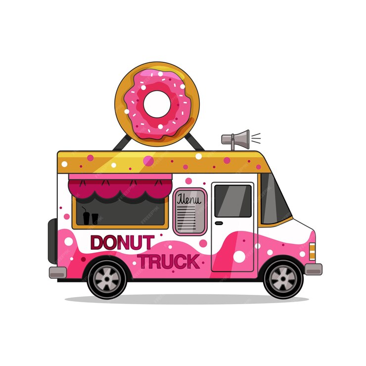 Premium Vector Donut truck isolated on white background. vector