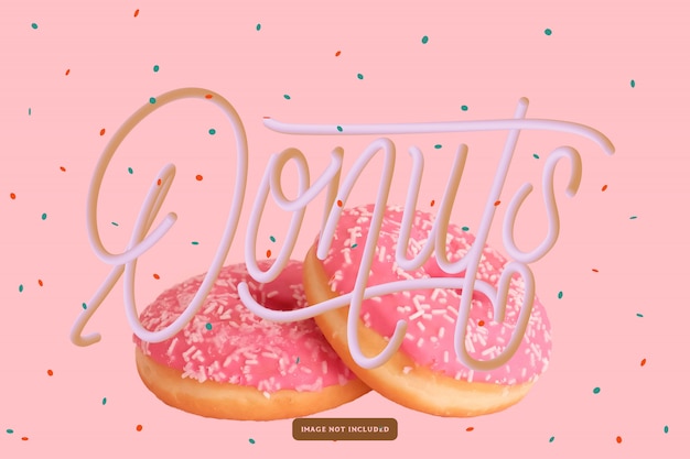 Premium Vector | Donuts creative text with 3d modern style