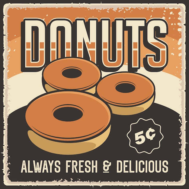 Premium Vector | Donuts retro commercial poster