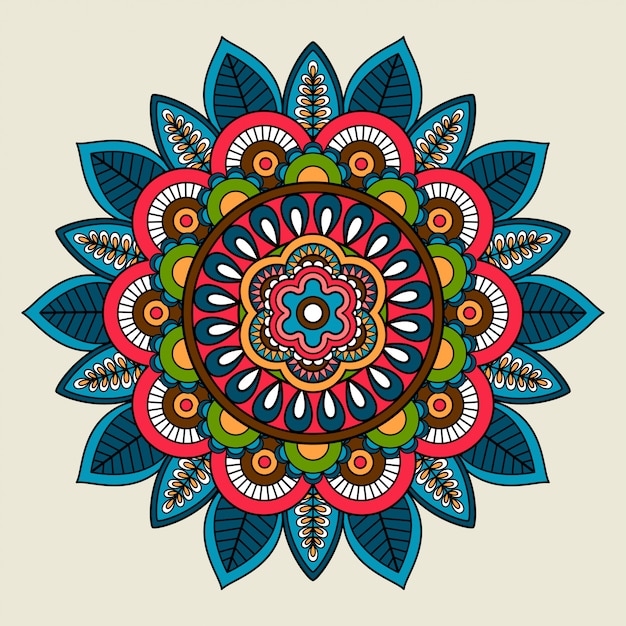 Download Premium Vector | Doodle boho floral colored mandala