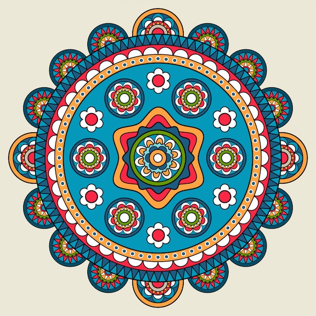 Download Doodle boho floral round motif Vector | Premium Download