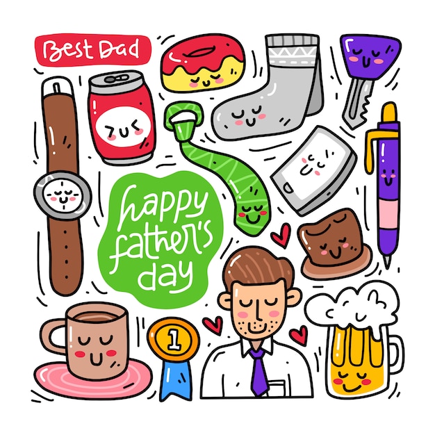 Premium Vector Doodle collection set of fathers day element