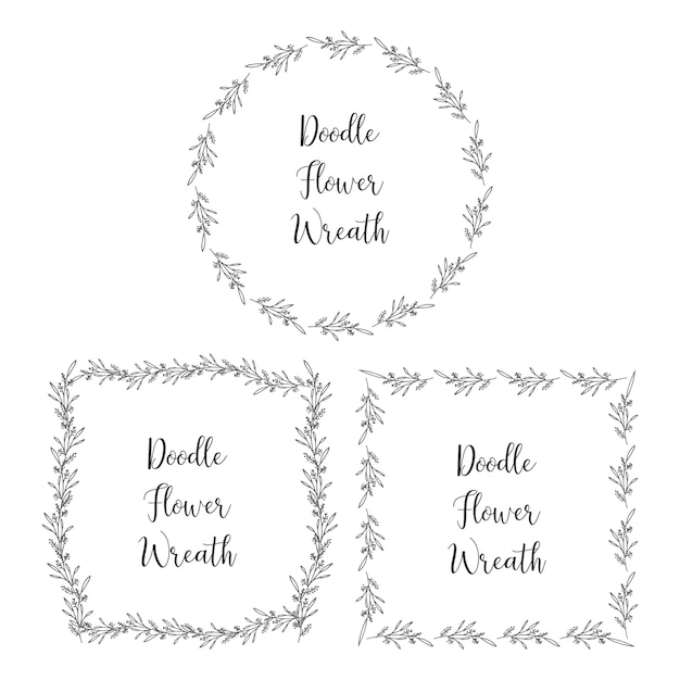 Download Doodle flower wreath for name tag | Premium Vector