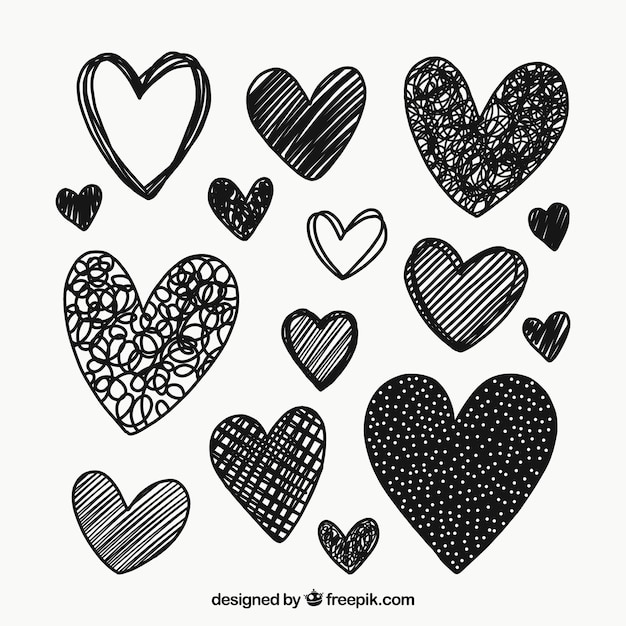 Download Doodle heart collection Vector | Free Download