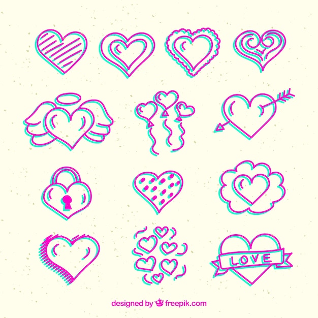 Download Doodle heart collection | Free Vector