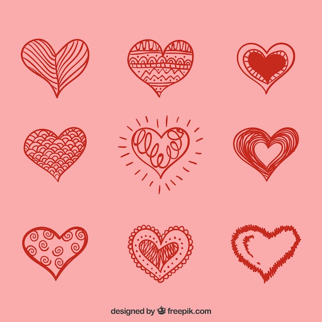 Download Doodle heart collection | Free Vector