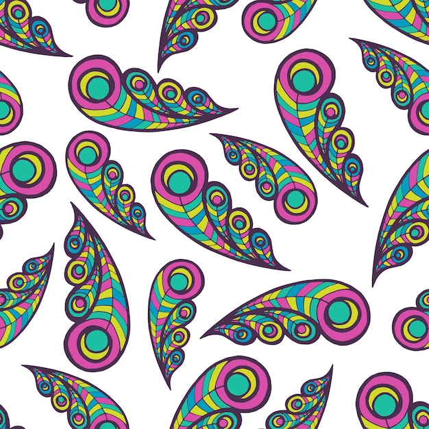 Download Premium Vector | Doodle peacock feathers seamless pattern ...