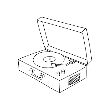 Premium Vector | Doodle retro turntable illustration. hand drawn retro ...