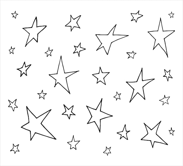 Premium Vector | Doodle set of hand drawn stars