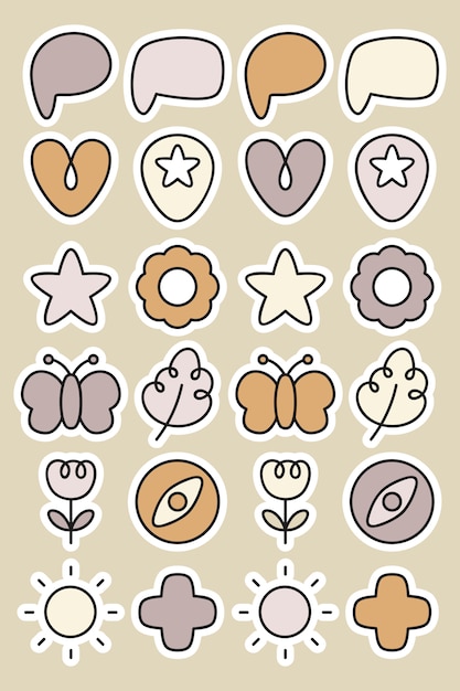 Free Vector | Doodle stickers planner set