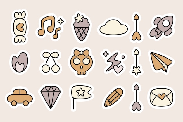 Free Vector | Doodle stickers planner set