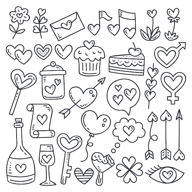 Premium Vector Doodle Valentine S Day Element Collection