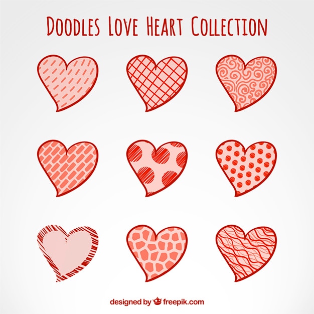 Free Vector | Doodles love heart collection