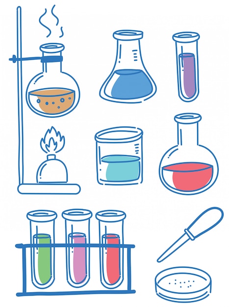 Premium Vector | Doodles of science objects