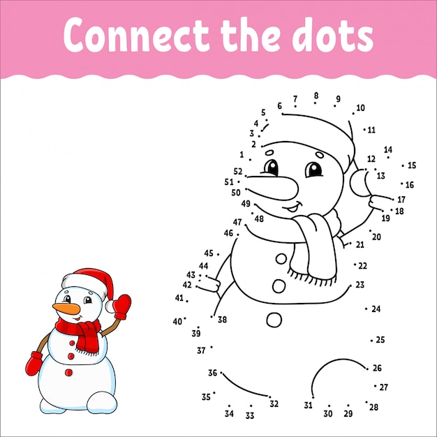 Premium Vector Dot To Dot Game Draw A Line Christmas Snowman For Kids Activity Worksheet