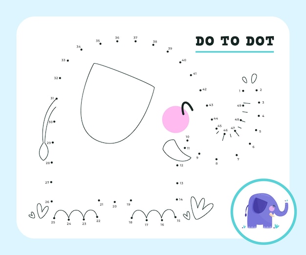 Free Vector Dot To Dot Game Worksheet With Elephant Animal