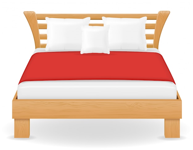 Premium Vector Double Bed Furniture Vector Illustration