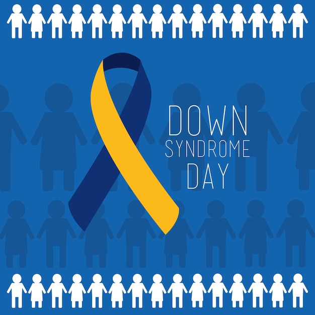 Premium Vector | Down syndrome day blue and yellow ribbon people background
