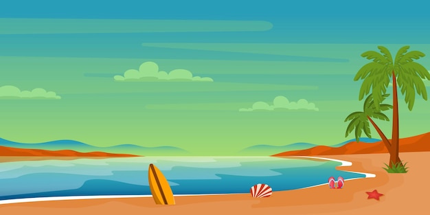 Premium Vector | Download beach background in flat editable design