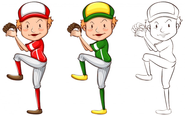 野球選手のイラストの作図キャラクター 無料のベクター