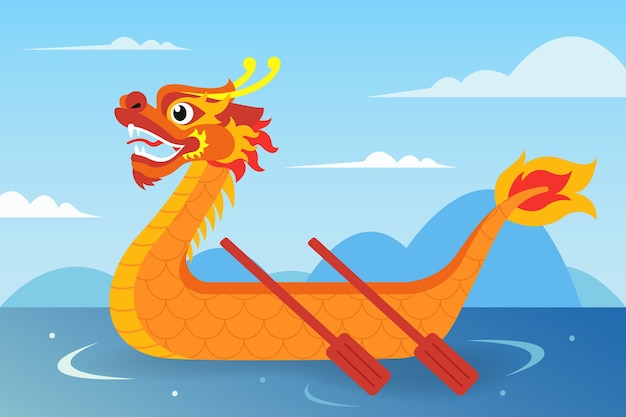 Free Vector | Dragon boat background in flat design