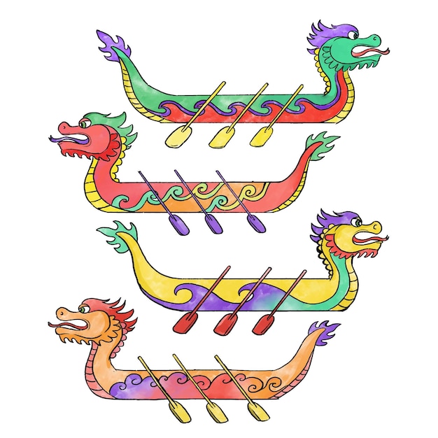 Free Vector Dragon boat collection concept