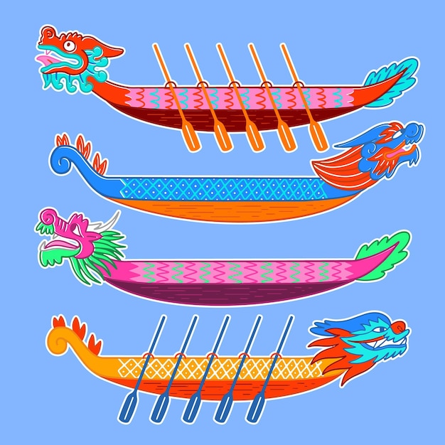 Free Vector Dragon Boat Collection Design