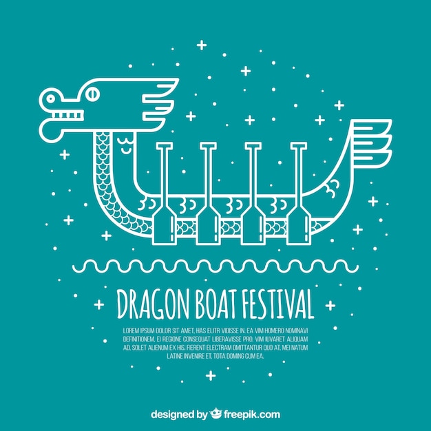 Dragon boat day background in linear
style