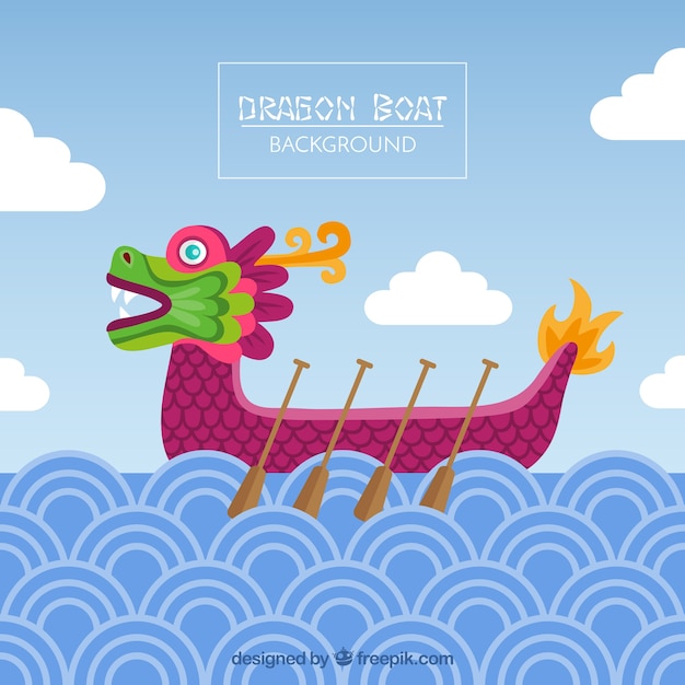Dragon boat festival background in flat
design