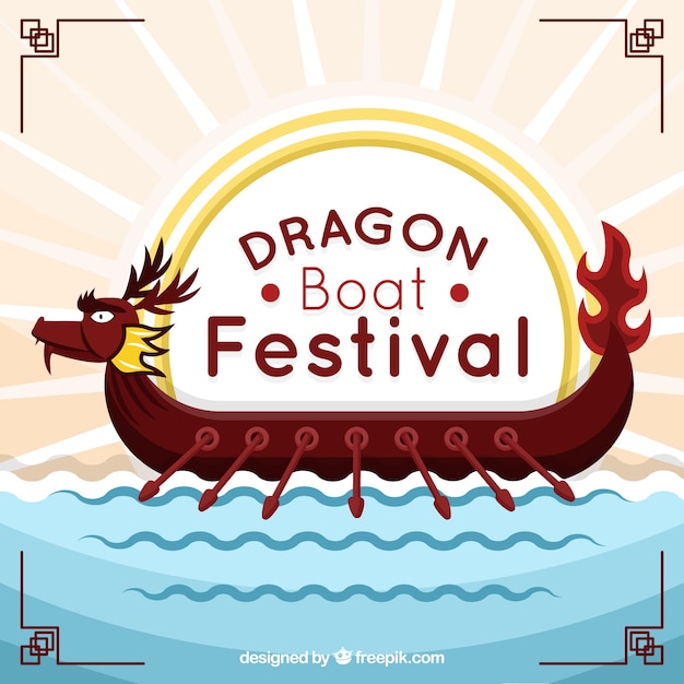 Dragon boat festival background in flat
design