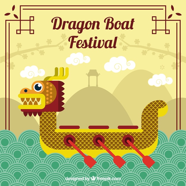Dragon boat festival golden background