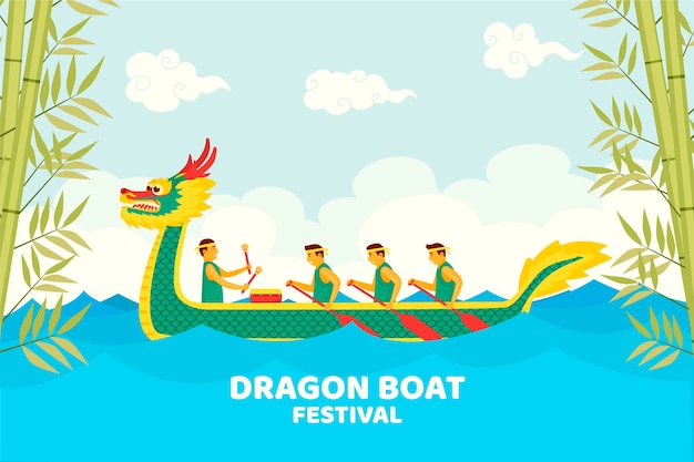 Free Vector | Dragon boats zongzi wallpaper theme