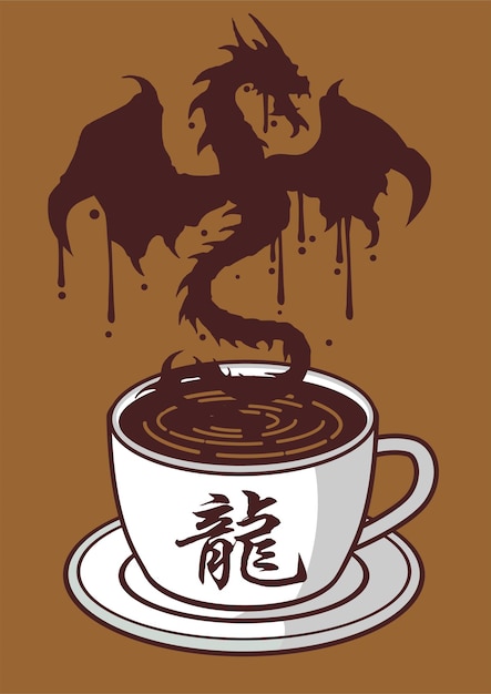 Premium Vector | Dragon coffee illustration