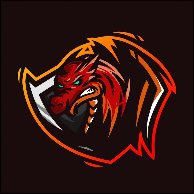 Dragon fire mascot logo gaming template | Premium Vector