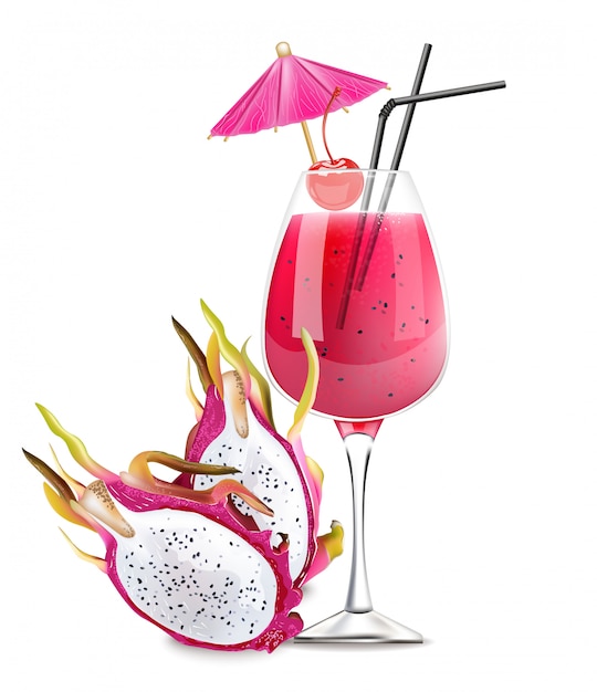 Download Dragon fruit cocktail summer drink | Premium Vector