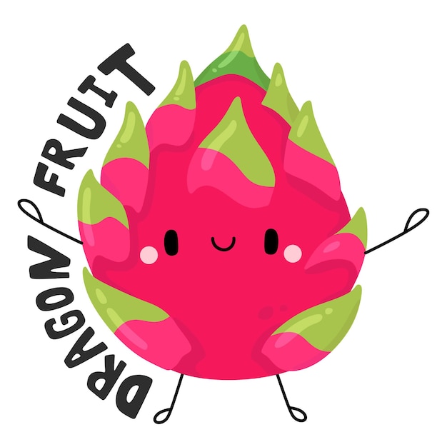 Premium Vector Dragon fruit cute fruits and veggies cartoon character