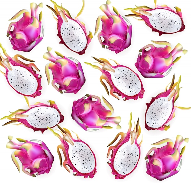 Download Dragon fruit pattern detailed illustration | Premium Vector