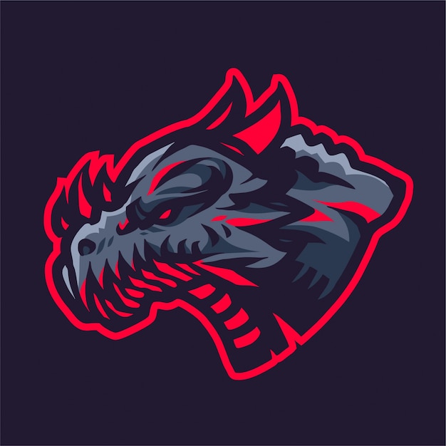 Premium Vector | Dragon head e-sport logo