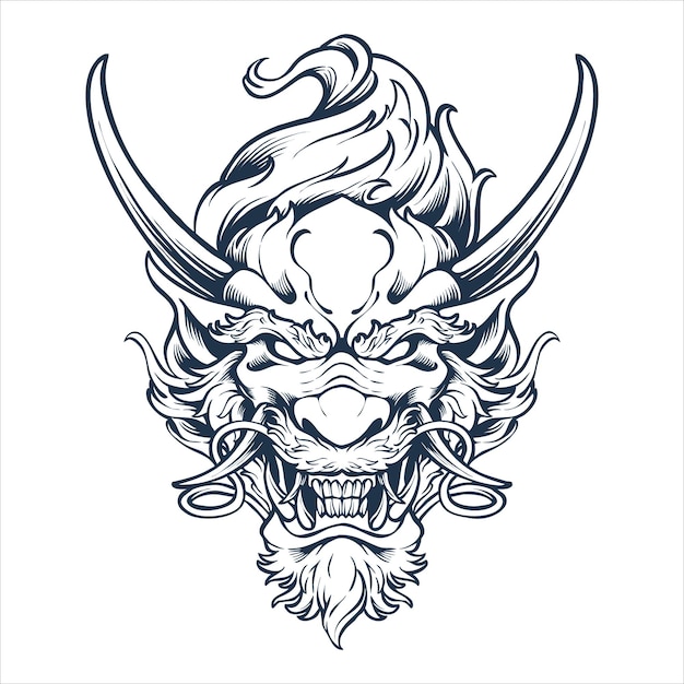 Premium Vector | The dragon head line art